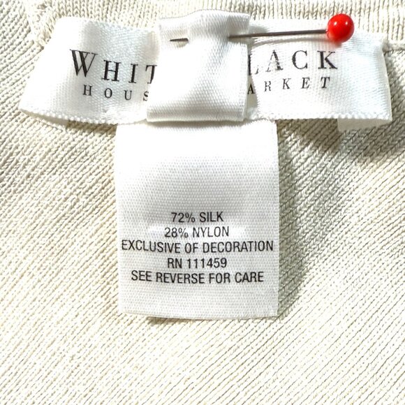 Vintage White House Black Market Silk Knit Beaded Rhinestone Tank Top M Y2K Ivor - Picture 5 of 9